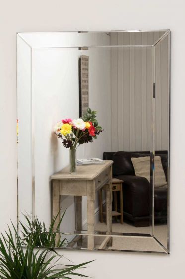 Carrington All Glass Modern Wall Mirror 110 x 77 CM